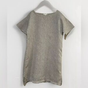 Eileen Fisher Granola Lightweight Bohemian Linen Sparkle Dress Sz Small Tunic